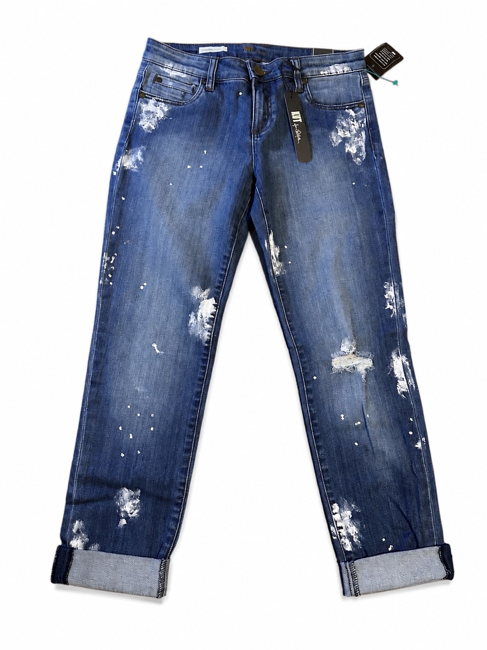 Kut From the Kloth Catherine Jeans NWT distressed Paint Splatter size 4